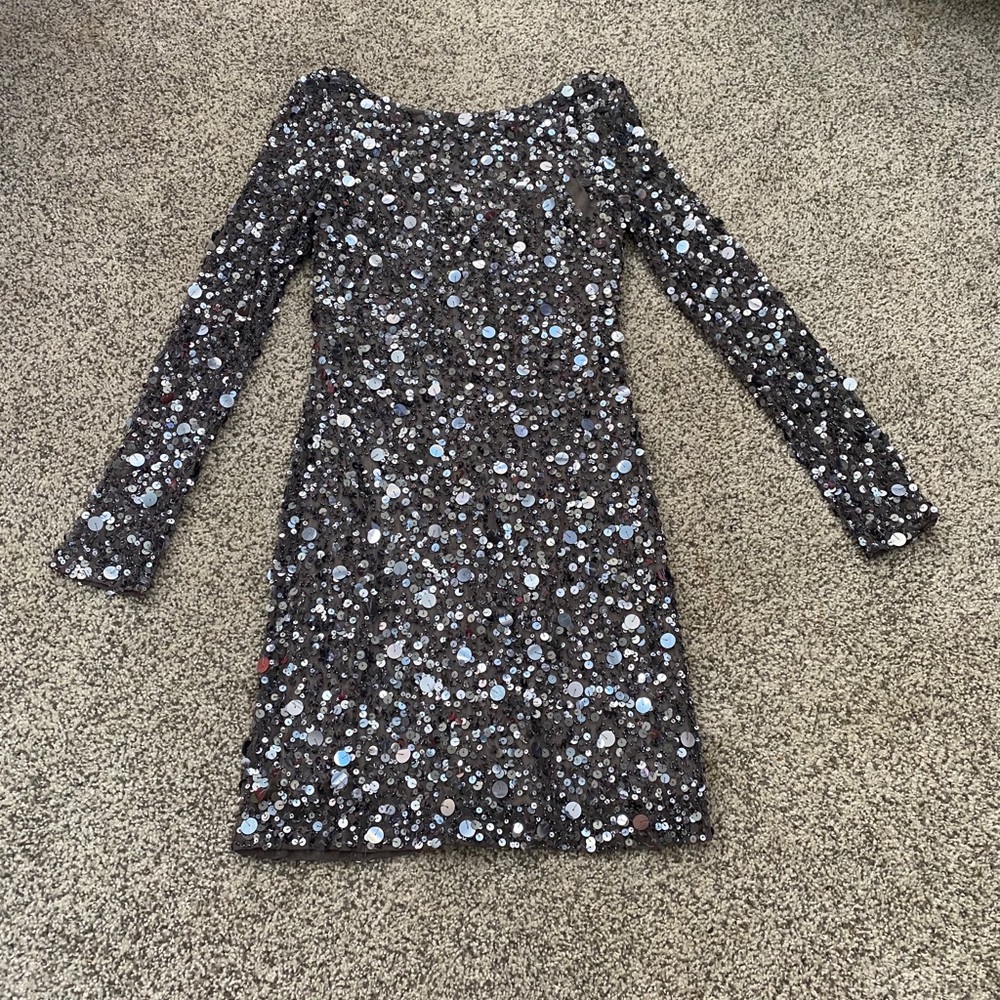Aidan Mattox Grey Sequin Dress